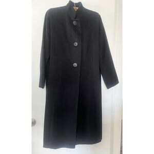 Women’s Vintage Black Wool Long Dress Coat Size